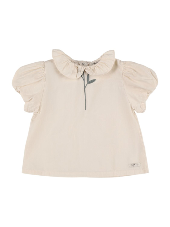 Donsje: Blusa in jersey di cotone stampato - Off White - kids-girls_0 | Luisa Via Roma