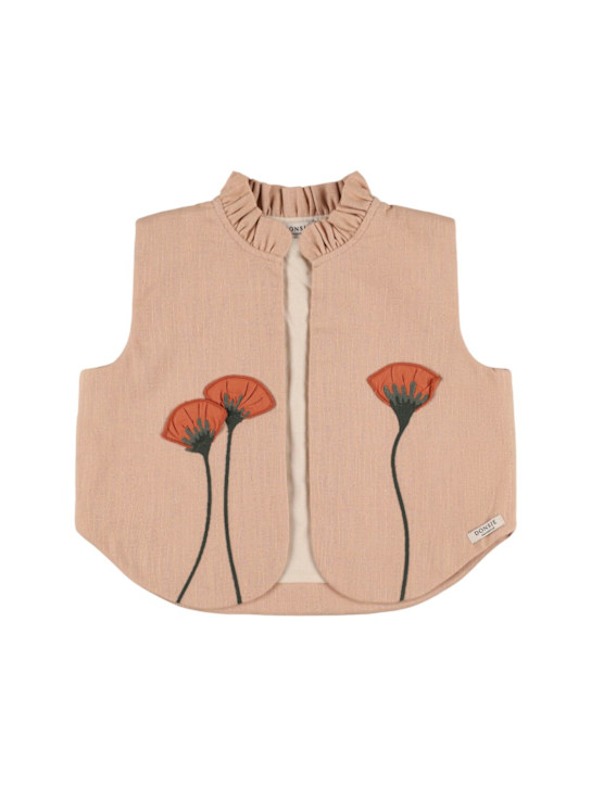 Donsje: Gilet Poppy in lino ricamato - Rosa - kids-girls_0 | Luisa Via Roma