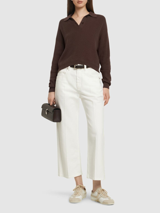 Brunello Cucinelli: Cotton polo sweater - Fondant - women_1 | Luisa Via Roma
