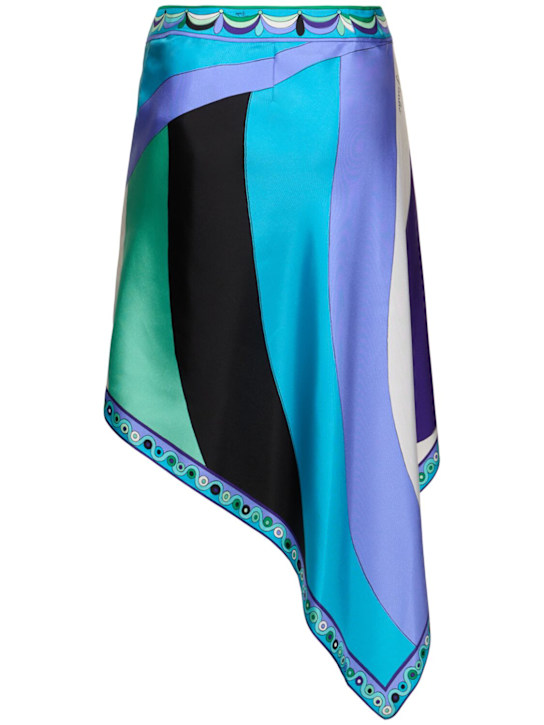 Pucci: Printed silk twill mini skirt - Green/Lilac - women_3 | Luisa Via Roma