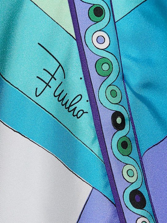 Pucci: Printed silk twill mini skirt - Green/Lilac - women_4 | Luisa Via Roma