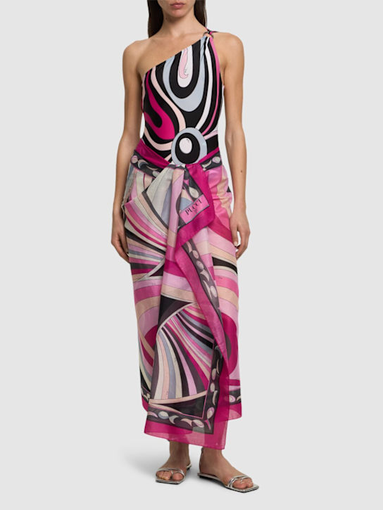 Pucci: 印花连体泳衣 - 黑色/桃红色 - women_1 | Luisa Via Roma