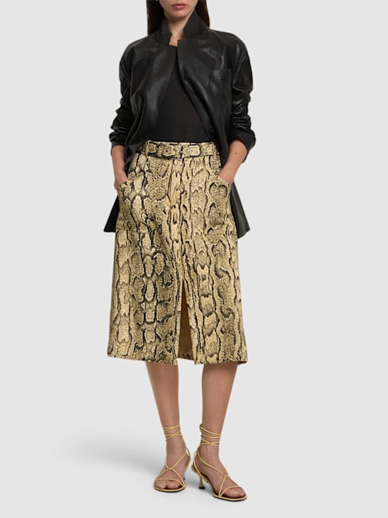 Dries Van Noten: Sheraz snake print jacquard skirt - women_1 | Luisa Via Roma