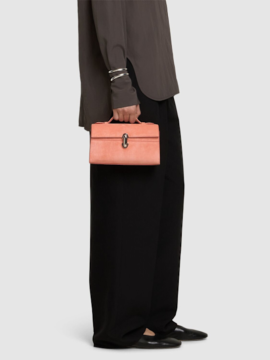 Savette: The Symmetry suede pochette - Camellia - women_1 | Luisa Via Roma
