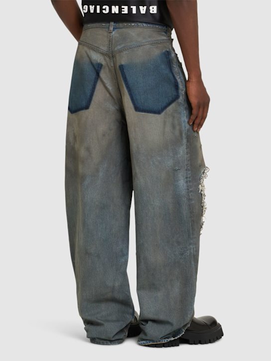 Balenciaga: Baggy-Jeans aus Baumwolle mit Rissen - Blau - men_2 | Luisa Via Roma