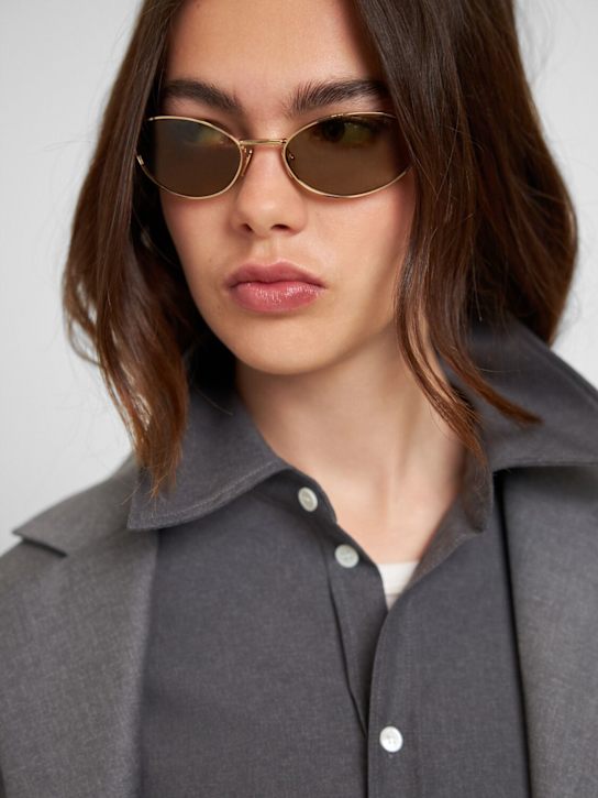 Prada: Round metal sunglasses - Gold/Green - women_2 | Luisa Via Roma