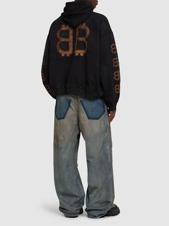 Balenciaga: Sudadera de algodón - Negro Lavado - men_1 | Luisa Via Roma