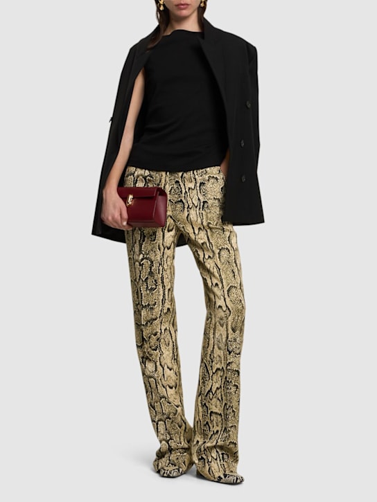 Dries Van Noten: Pulla snake printed jacquard pants - Multi/Beige - women_1 | Luisa Via Roma