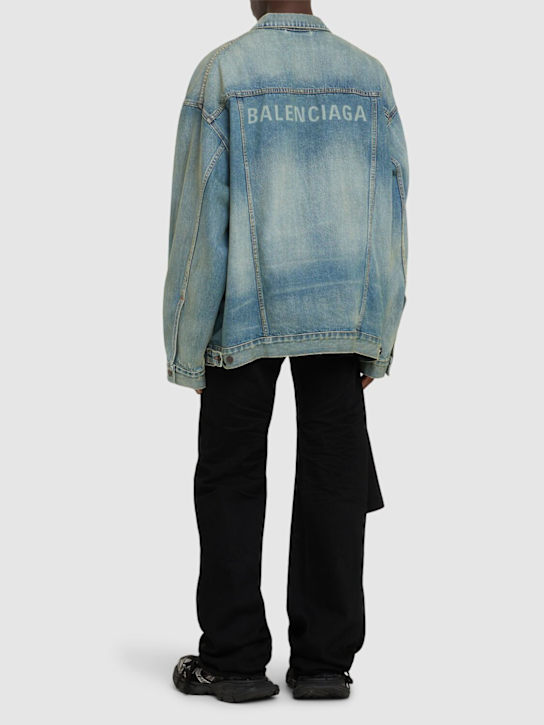 Balenciaga: Oversize denim jacket - True Blue - men_1 | Luisa Via Roma