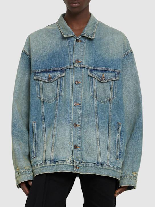 Balenciaga: Oversize denim jacket - True Blue - men_2 | Luisa Via Roma