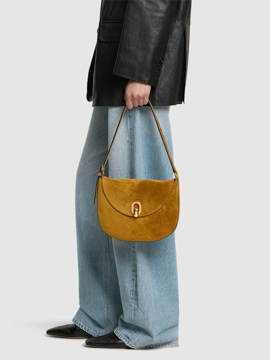 Savette: The Small Tondo suede hobo bag - Sepia - women_1 | Luisa Via Roma