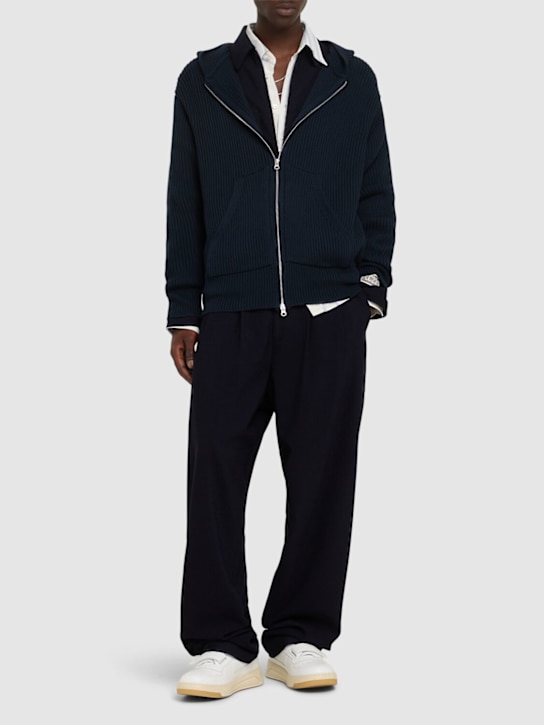 Rib knit zip hoodie - Thumbnail 2