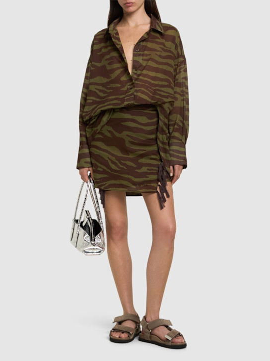 The Attico: Camisa de muselina con estampado - Verde/Café - women_1 | Luisa Via Roma