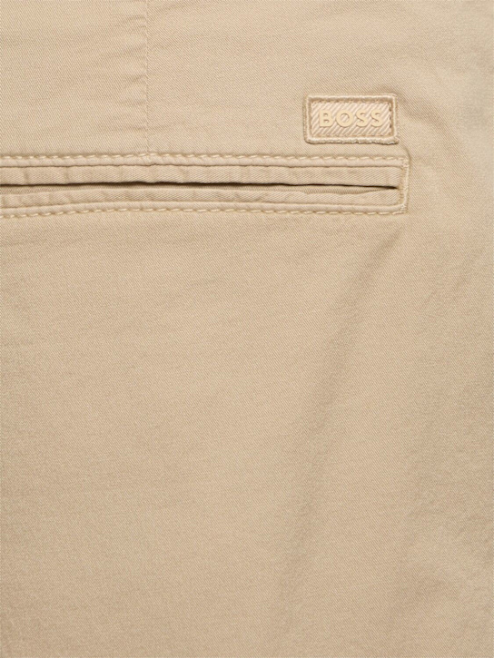 Boss: H-Slice stretch cotton shorts - Beige - men_4 | Luisa Via Roma