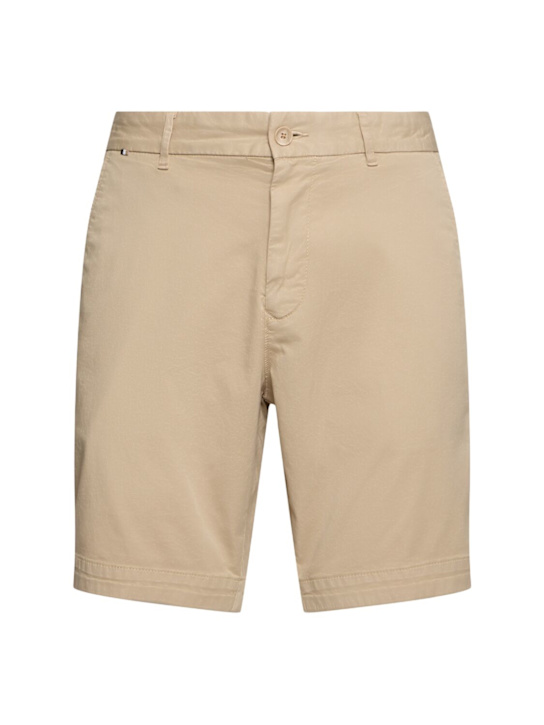 Boss: H-Slice stretch cotton shorts - Beige - men_0 | Luisa Via Roma