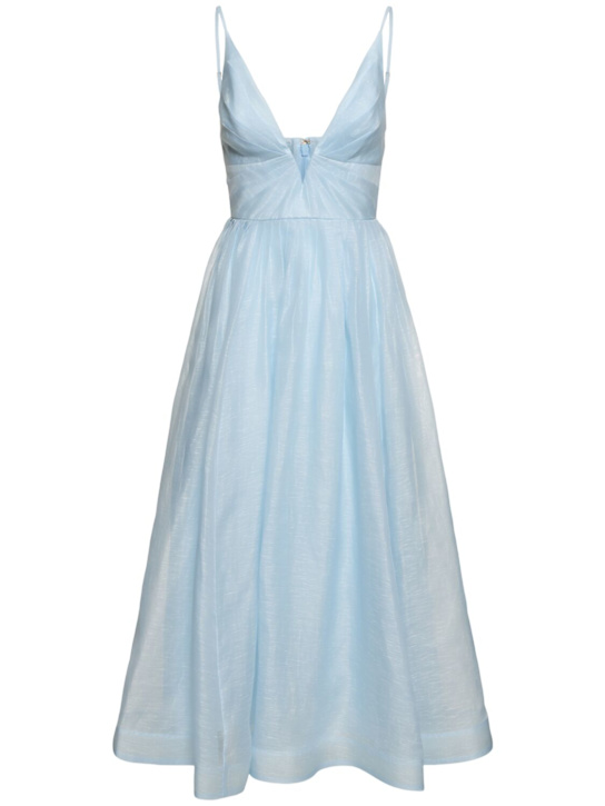 Zimmermann: Illuminate linen & silk midi dress - women_0 | Luisa Via Roma