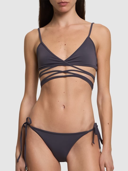 The Attico: Lycra triangle bikini - Grey - women_1 | Luisa Via Roma