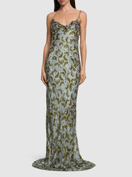 Dries Van Noten: Deryl embroidered silk satin dress - women_1 | Luisa Via Roma