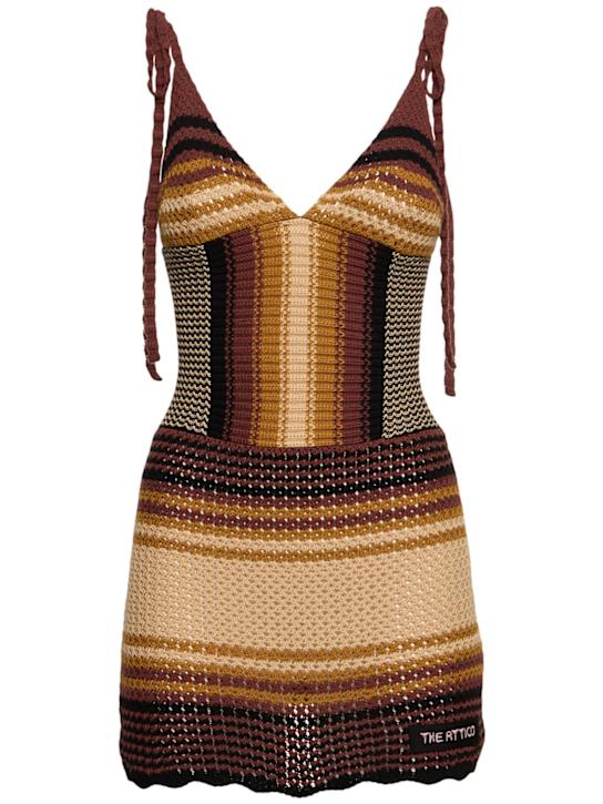 The Attico: Printed crochet mini dress - women_0 | Luisa Via Roma
