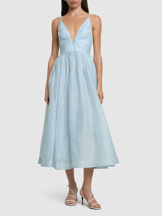 Zimmermann: Illuminate linen & silk midi dress - women_1 | Luisa Via Roma