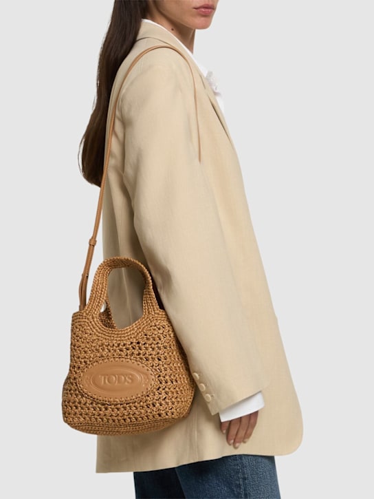 Tod's: Mini Tasche mit Doppelgriff und Raffiaeffekt - women_1 | Luisa Via Roma