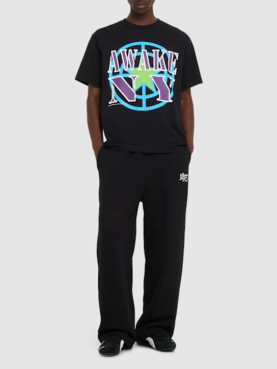 Awake NY: Crosshar cotton t-shirt - Black - men_1 | Luisa Via Roma