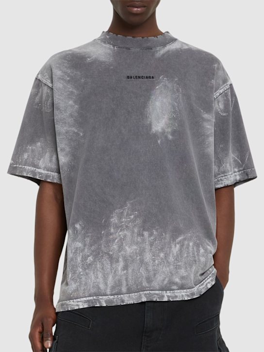 Balenciaga: Vintage washed cotton t-shirt - Washed Black - men_2 | Luisa Via Roma
