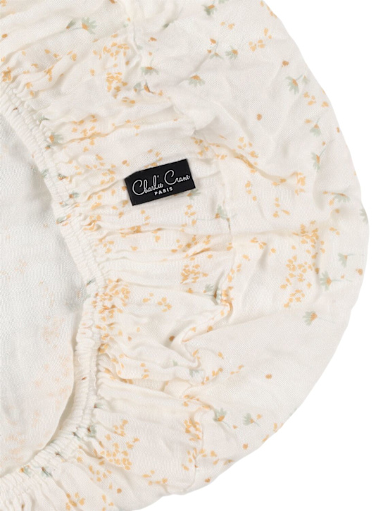 Charlie Crane: Printed organic cotton sheet - White/Yellow - kids-boys_1 | Luisa Via Roma