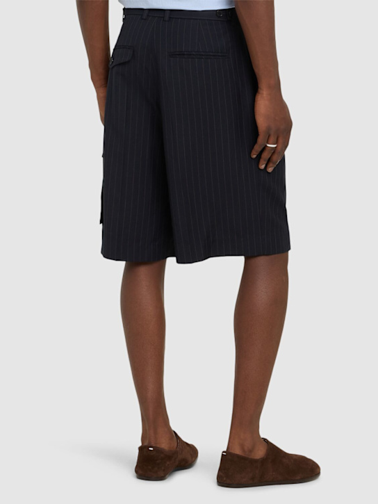 Dunst: Belted multi pocket poly blend shorts - Navy - men_2 | Luisa Via Roma