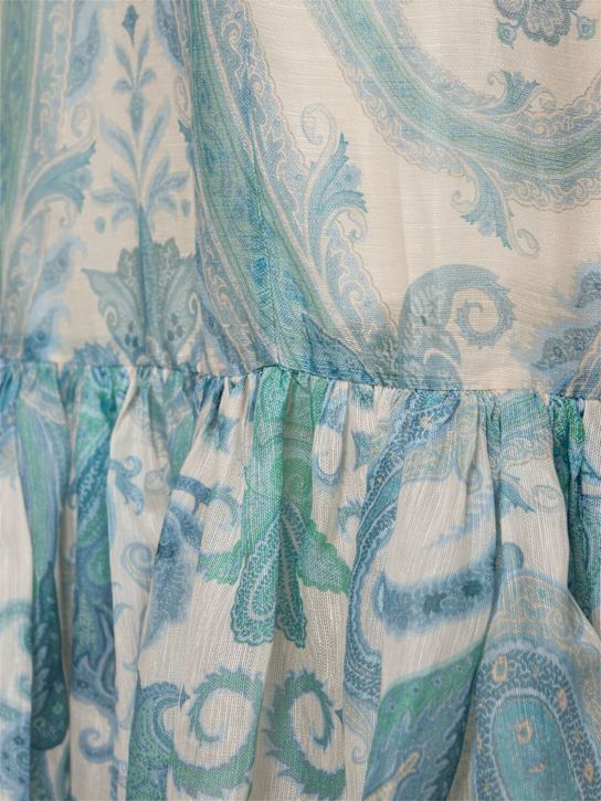 Zimmermann: Illuminate printed linen & silk gown - Blue/Multi - women_4 | Luisa Via Roma