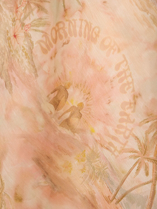 Zimmermann: Illuminate silk & linen slip dress - Pink/Multi - women_4 | Luisa Via Roma
