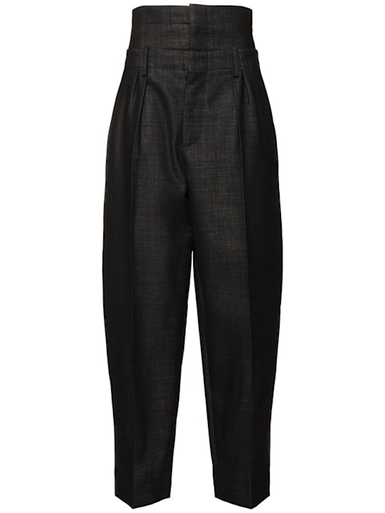 Victoria Beckham: ダブルウエスト ウールワイドレッグパンツ - women_0 | Luisa Via Roma