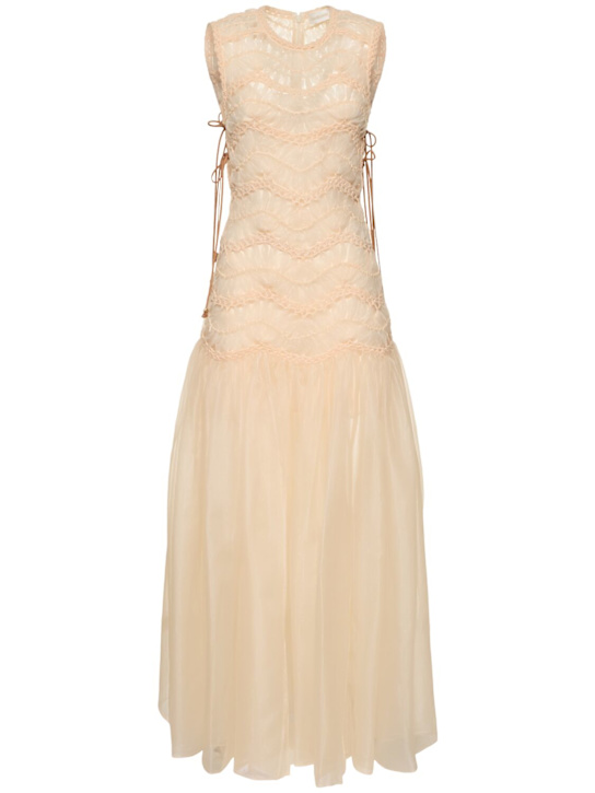 Zimmermann: Illuminate macramé silk maxi dress - Cream - women_0 | Luisa Via Roma