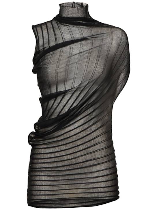 Victoria Beckham: Draped sheer cotton high neck top - women_0 | Luisa Via Roma