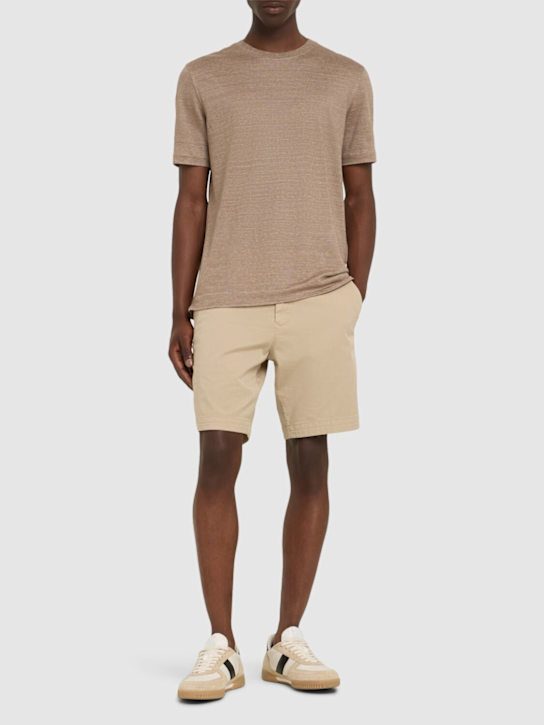 Boss: H-Slice stretch cotton shorts - Beige - men_1 | Luisa Via Roma