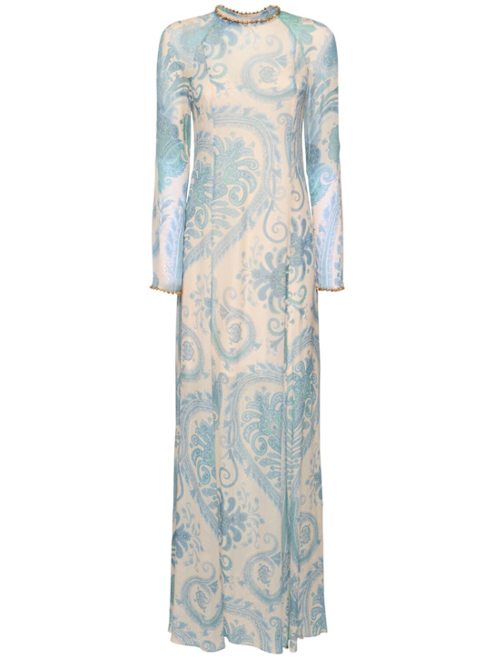 Zimmermann: Illuminate printed viscose sheath dress - Blue/Multi - women_0 | Luisa Via Roma