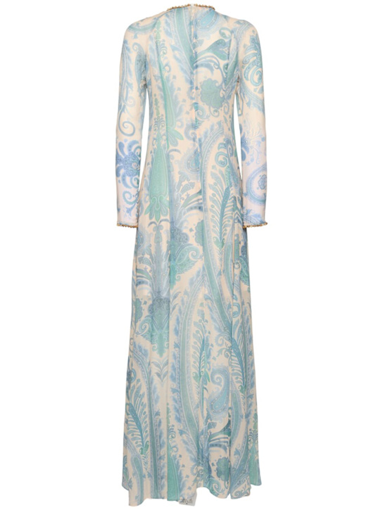 Zimmermann: Illuminate printed viscose sheath dress - Blue/Multi - women_3 | Luisa Via Roma