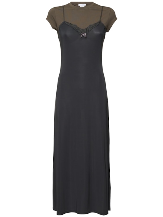Acne Studios: Eleuna layered jersey midi dress - Grey/Anthracite - women_0 | Luisa Via Roma