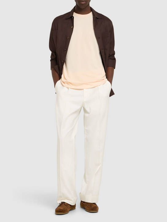 Boss: Thompson logo cotton t-shirt - Open Orange - men_1 | Luisa Via Roma