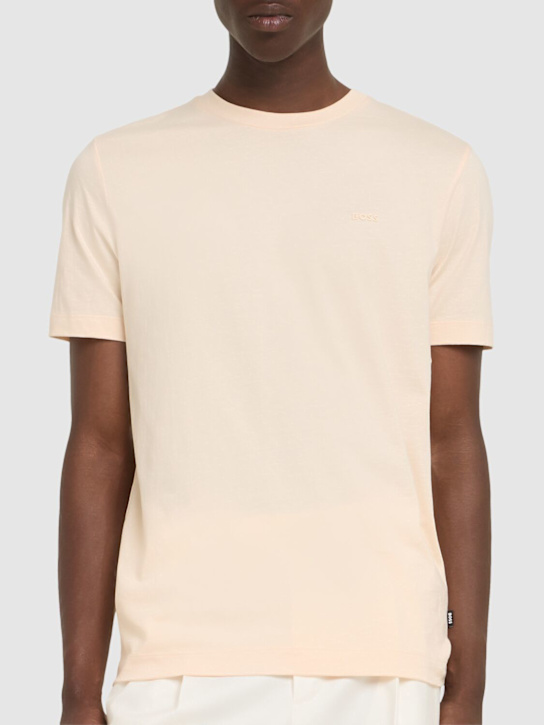 Boss: Thompson logo cotton t-shirt - Open Orange - men_2 | Luisa Via Roma