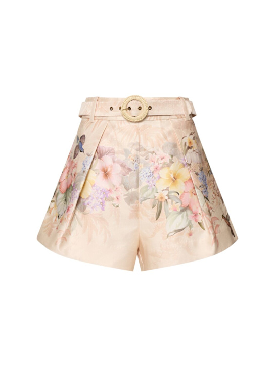 Zimmermann: Illuminate pleated silk & cotton shorts - women_0 | Luisa Via Roma