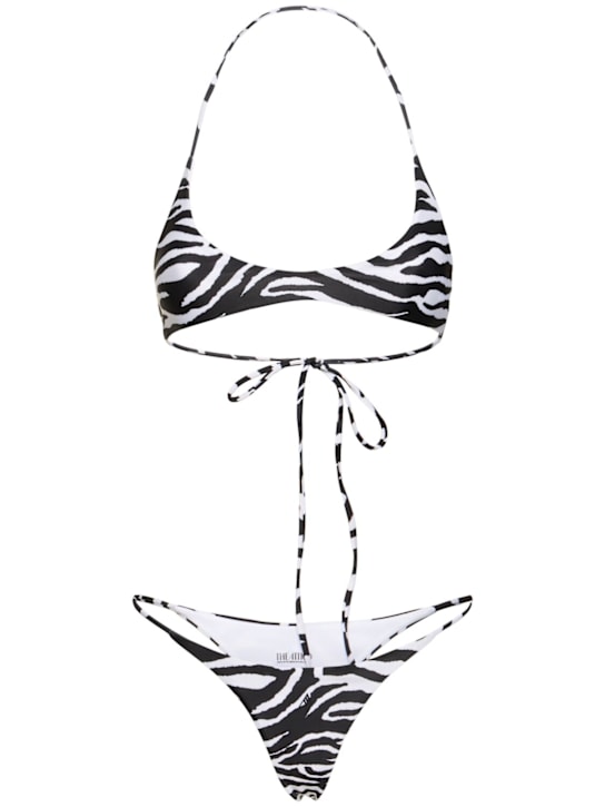 The Attico: Zebra print lycra triangle bikini - women_0 | Luisa Via Roma