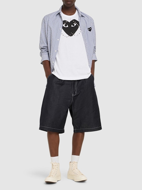 Comme des Garçons Play: Logo cotton t-shirt w/ studs - men_1 | Luisa Via Roma