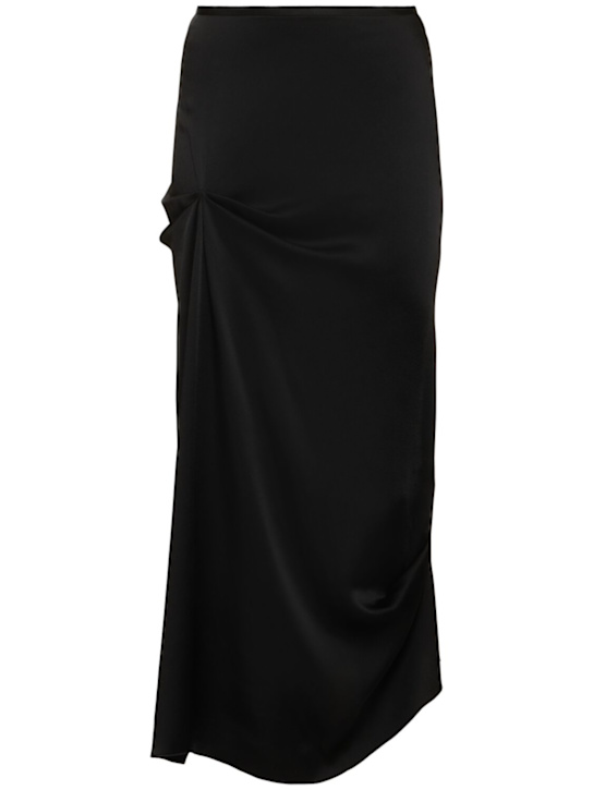 Draped pleat satin midi skirt - Thumbnail 1