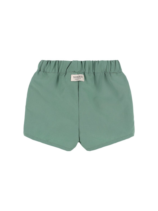Donsje: Boat print nylon swim shorts - Light Green - kids-boys_2 | Luisa Via Roma