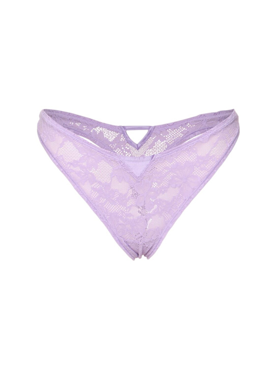 Fleur Du Mal: Le Stretch lace thong - ライラック - women_0 | Luisa Via Roma