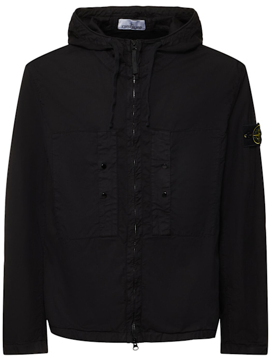 Stone Island: Short stretch cotton parka - men_0 | Luisa Via Roma