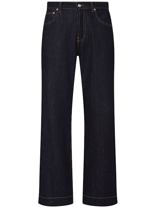McQueen: Cotton denim wide leg jeans - Indigo - men_0 | Luisa Via Roma