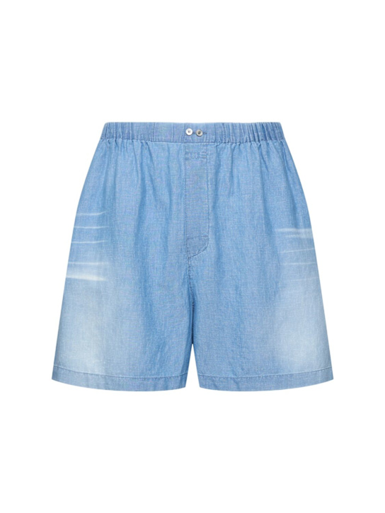 Acne Studios: Ruxer chambray shorts - Mid Blue - men_0 | Luisa Via Roma