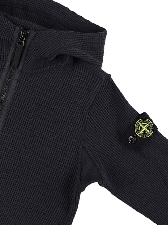 Stone Island Junior: Cotton zip hoodie - Blue - kids-boys_1 | Luisa Via Roma
